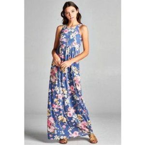 Bellamie | Blue Floral Garden Party Maxi Dress